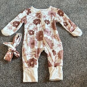 Floral Kids One Piece with Headband